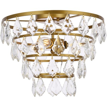 Elegant Lighting Ella 14 Inch Flush Mount In Brass 1101F14BR